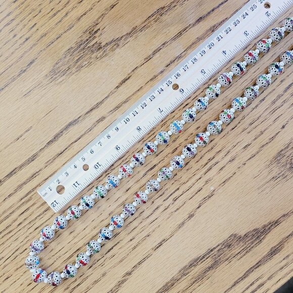 Filigree & Rhinestone Crystal Beaded Necklace 28" Toggle Clasp Silver Tone EUC - Picture 9 of 9